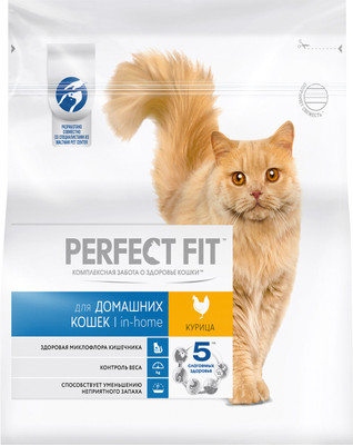 Корм сухой Perfect Fit In-home с курицей для кошек, 1.2кг Корм сухой Perfect Fit In-home с курицей для кошек, 1.2кг