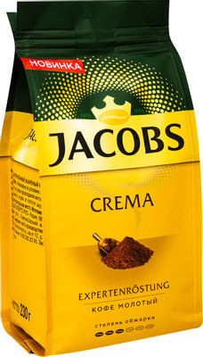 Кофе Jacobs Crema натуральный жареный молотый, 230г Кофе Jacobs Crema натуральный жареный молотый, 230г