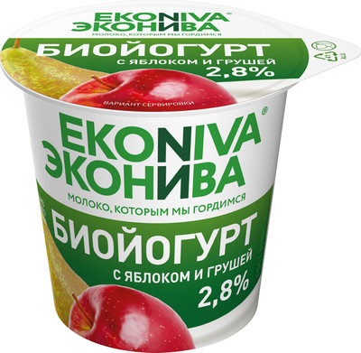 Биойогурт ЭкоНива яблоко-груша 2.8%, 125г Биойогурт ЭкоНива яблоко-груша 2.8%, 125г