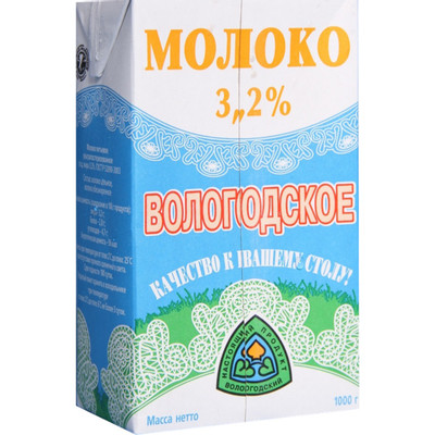 Молоко Вологодское ультрапастеризованное 3.2%, 1кг Молоко Вологодское ультрапастеризованное 3.2%, 1кг
