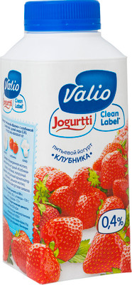 Йогурт Valio питьевой клубника 0.4%, 330мл Йогурт Valio питьевой клубника 0.4%, 330мл