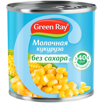Кукуруза Green Ray молочная без сахара, 340г Кукуруза Green Ray молочная без сахара, 340г