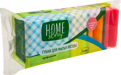 Губки Home Story для мытья посуды профильные Губки Home Story для мытья посуды профильные