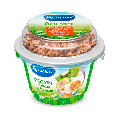 Йогурт Гармония киви-фейхоа-гранола с изюмом 2.7%, 140г Йогурт Гармония киви-фейхоа-гранола с изюмом 2.7%, 140г