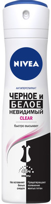 Антиперспирант Nivea Clear Невидимая защита для чёрного и белого, 150мл Антиперспирант Nivea Clear Невидимая защита для чёрного и белого, 150мл