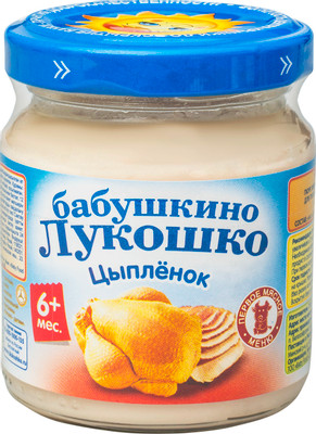 Пюре Бабушкино лукошко из цыпленка с 6 месяцев, 100г Пюре Бабушкино лукошко из цыпленка с 6 месяцев, 100г