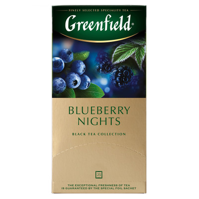Чай Greenfield Blueberry Nights чёрный черника-сливки в пакетиках, 25х1.5г Чай Greenfield Blueberry Nights чёрный черника-сливки в пакетиках, 25х1.5г