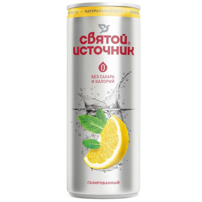 Напиток безалкогольный Святой источник лимон-мята без сахара газированный, 330мл Напиток безалкогольный Святой источник лимон-мята без сахара газированный, 330мл