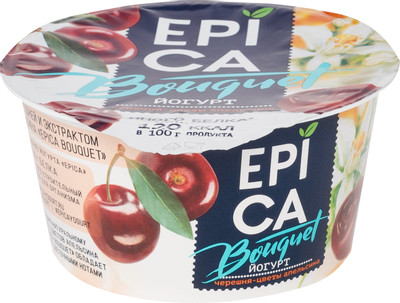 Йогурт Epica Bouquet черешня-цветы апельсина 4.8%, 130г Йогурт Epica Bouquet черешня-цветы апельсина 4.8%, 130г