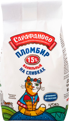 Мороженое пломбир Сарафаново ванильное на сливках 15%, 450г Мороженое пломбир Сарафаново ванильное на сливках 15%, 450г