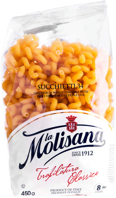 Макароны La Molisana Succhietti №34 пружинки рифлёные, 450г Макароны La Molisana Succhietti №34 пружинки рифлёные, 450г
