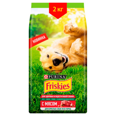Корм Friskies с мясом для взрослых собак всех пород сухой полнорационный, 2кг Корм Friskies с мясом для взрослых собак всех пород сухой полнорационный, 2кг