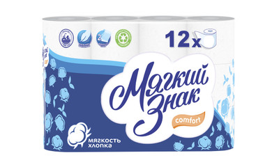 Бумага туалетная Мягкий Знак Comfort 2 слоя, 12шт Бумага туалетная Мягкий Знак Comfort 2 слоя, 12шт