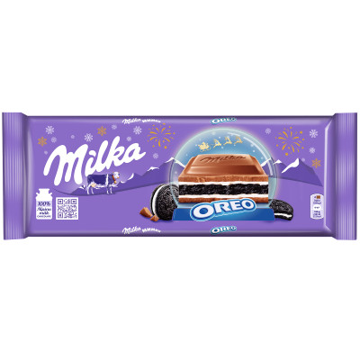 Шоколад молочный Milka с начинкой со вкусом ванили и печеньем Орео, 300г Шоколад молочный Milka с начинкой со вкусом ванили и печеньем Орео, 300г