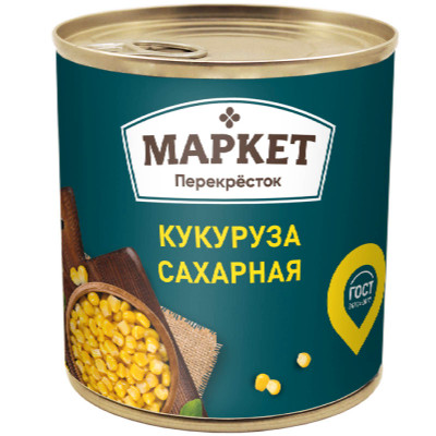 Кукуруза Маркет Перекрёсток сахарная, 340г Кукуруза Маркет Перекрёсток сахарная, 340г