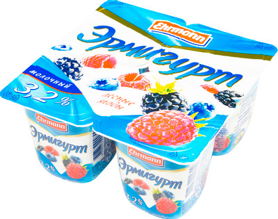 Продукт йогуртный Эрмигурт лесные ягоды 3.2%, 100г Продукт йогуртный Эрмигурт лесные ягоды 3.2%, 100г