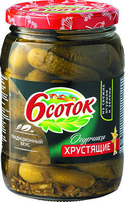 Огурцы 6 соток маринованные хрустящие, 680г Огурцы 6 соток маринованные хрустящие, 680г