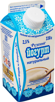 Йогурт Рузское Молоко питьевой Рузский натуральный 2.5%, 330г Йогурт Рузское Молоко питьевой Рузский натуральный 2.5%, 330г