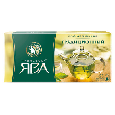 Чай Принцесса Ява Традиционный зелёный в пакетиках, 25х2г Чай Принцесса Ява Традиционный зелёный в пакетиках, 25х2г