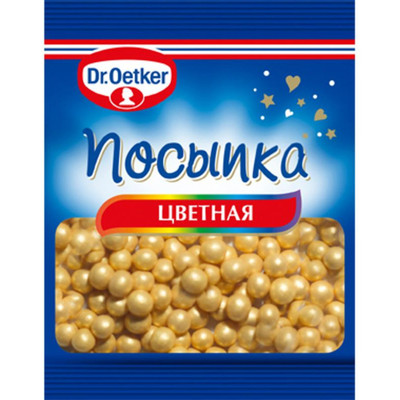 Посыпка кондитерская Dr.Oetker золотистые жемчужинки, 10г Посыпка кондитерская Dr.Oetker золотистые жемчужинки, 10г