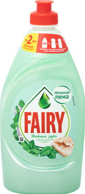 Средство для мытья посуды Fairy Нежные руки чайное дерево и мята, 450мл Средство для мытья посуды Fairy Нежные руки чайное дерево и мята, 450мл
