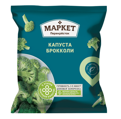 Брокколи Маркет Перекрёсток быстрозамороженная, 400г Брокколи Маркет Перекрёсток быстрозамороженная, 400г