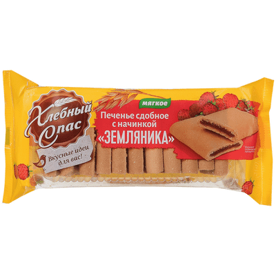 Печенье Хлебный Спас Земляника сдобное с начинкой, 200г Печенье Хлебный Спас Земляника сдобное с начинкой, 200г