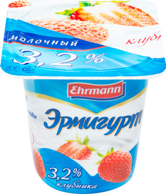 Продукт йогуртный Эрмигурт клубника 3.2%, 100г Продукт йогуртный Эрмигурт клубника 3.2%, 100г