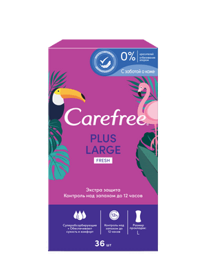 Прокладки ежедневные Carefree Plus Large Fresh с ароматом свежести, 36шт Прокладки ежедневные Carefree Plus Large Fresh с ароматом свежести, 36шт