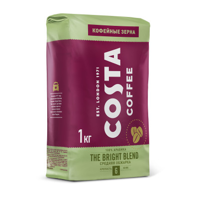 Кофе Costa Coffee Bright Blend Средняя обжарка, в зернах 1кг Кофе Costa Coffee Bright Blend Средняя обжарка, в зернах 1кг