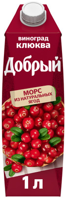 Морс Добрый виноградно-клюквенный, 1л Морс Добрый виноградно-клюквенный, 1л