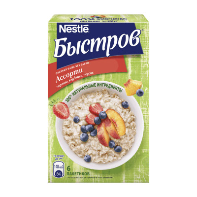 Каша овсяная Быстров Пребио Ассорти Без варки, 240г Каша овсяная Быстров Пребио Ассорти Без варки, 240г