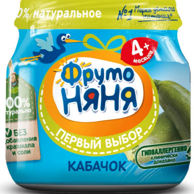 Пюре ФрутоНяня кабачковое с 4 месяцев, 80г Пюре ФрутоНяня кабачковое с 4 месяцев, 80г