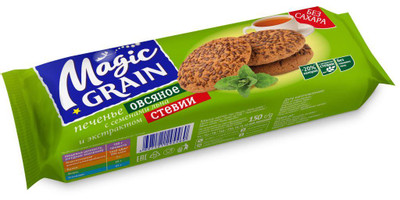Печенье Хлебный Спас Magic Grain сдобное овсяное с семенами льна и экстрактом стевии, 150г Печенье Хлебный Спас Magic Grain сдобное овсяное с семенами льна и экстрактом стевии, 150г