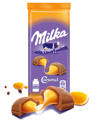 Шоколад молочный Milka с карамельной начинкой, 90г Шоколад молочный Milka с карамельной начинкой, 90г