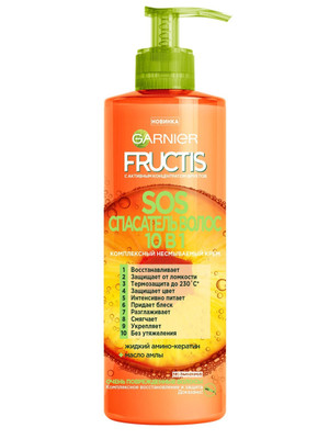 Крем-уход для волос Garnier Fructis SOS спасатель волос 10в1 для поврежденных волос, 400мл Крем-уход для волос Garnier Fructis SOS спасатель волос 10в1 для поврежденных волос, 400мл
