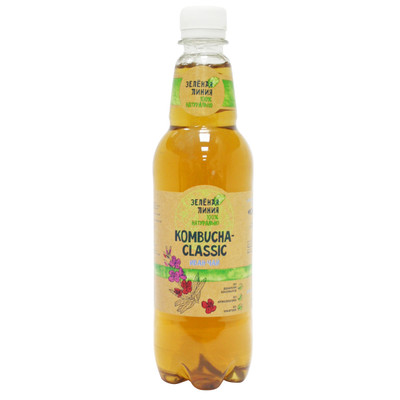 Напиток на чайном грибе Зелёная Линия Kombucha classic иван-чай, 555мл Напиток на чайном грибе Зелёная Линия Kombucha classic иван-чай, 555мл