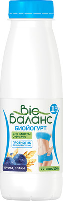 Биойогурт Bio Баланс питьевой черника-злаки 1.5%, 330мл Биойогурт Bio Баланс питьевой черника-злаки 1.5%, 330мл