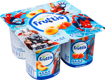 Продукт йогуртный Fruttis Marvel клубника-персик 2.5%, 110г Продукт йогуртный Fruttis Marvel клубника-персик 2.5%, 110г