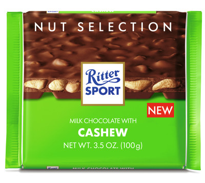 Шоколад молочный Ritter Sport с кусочками солёного кешью, 100г Шоколад молочный Ritter Sport с кусочками солёного кешью, 100г