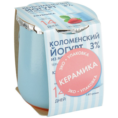 Йогурт Коломенское термостатный клубника 3%, 140г Йогурт Коломенское термостатный клубника 3%, 140г
