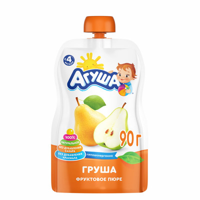 Пюре фруктовое Агуша Груша 90г с 4 месяцев Пюре фруктовое Агуша Груша 90г с 4 месяцев