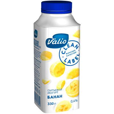 Йогурт Valio питьевой банан 0.4%, 330г Йогурт Valio питьевой банан 0.4%, 330г