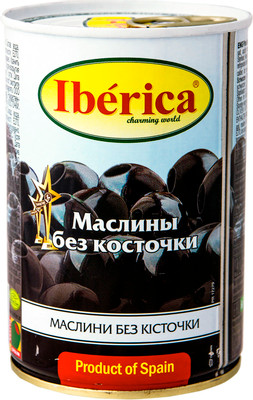 Маслины чёрные Iberica без косточки, 420г Маслины чёрные Iberica без косточки, 420г