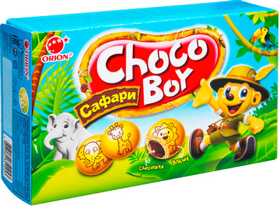 Печенье Orion Choco Boy Сафари затяжное с обогащающей добавкой, 42г Печенье Orion Choco Boy Сафари затяжное с обогащающей добавкой, 42г