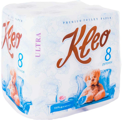 Бумага туалетная Kleo Ultra 3 слоя, 8шт Бумага туалетная Kleo Ultra 3 слоя, 8шт