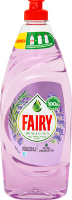 Средство для мытья посуды Fairy Pure&Clean лаванда и розмарин, 650мл Средство для мытья посуды Fairy Pure&Clean лаванда и розмарин, 650мл