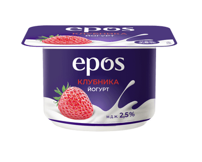 Йогурт Epos густой с клубникой 2.5%, 120г Йогурт Epos густой с клубникой 2.5%, 120г