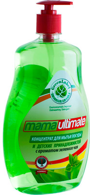 Средство для мытья посуды и детских принадлежностей Mama Ultimate аромат зелёного чая, 1л Средство для мытья посуды и детских принадлежностей Mama Ultimate аромат зелёного чая, 1л