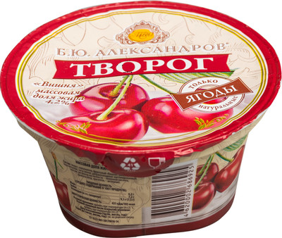Творог Б.Ю.Александров вишня 4.2%, 150г Творог Б.Ю.Александров вишня 4.2%, 150г